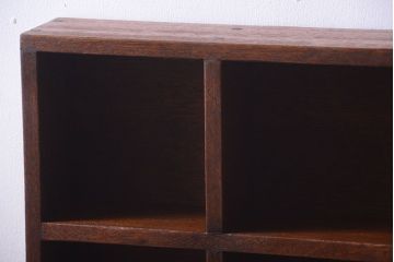 アンティーク家具　和製アンティーク　3×3　古い木製の壁掛けマス目棚(大)(2)