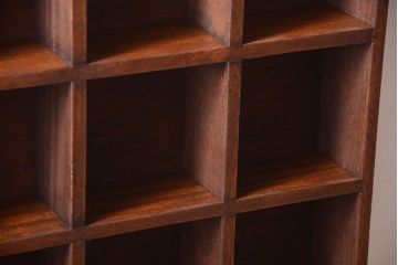 アンティーク家具　和製アンティーク　3×3　古い木製の壁掛けマス目棚(大)(2)