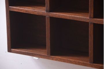 アンティーク家具　和製アンティーク　3×3　古い木製の壁掛けマス目棚(大)(2)