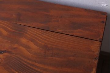 アンティーク家具 和製アンティーク ストライプくもりガラス入り!木製ローボード