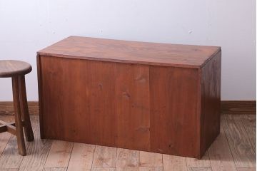 アンティーク家具 和製アンティーク ストライプくもりガラス入り!木製ローボード