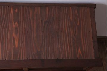 アンティーク家具　和製アンティーク　脚付き!前面欅材のモールガラス引き戸収納棚(サイドボード)(2)