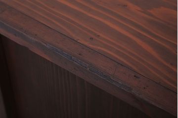 アンティーク家具　和製アンティーク　脚付き!前面欅材のモールガラス引き戸収納棚(サイドボード)(2)