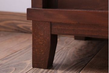 アンティーク家具　和製アンティーク　脚付き!前面欅材のモールガラス引き戸収納棚(サイドボード)(2)