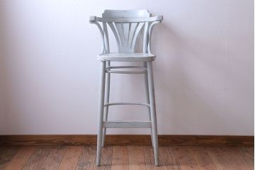 アンティーク家具　アンティークペイント　フレンチグレーのカウンターチェア