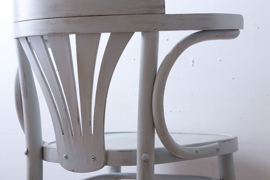 アンティーク家具　アンティークペイント　フレンチグレーのカウンターチェア