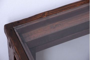 アンティーク家具　和製アンティーク　古い木製の背が低いガラスケース(ショーケース)