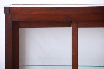 アンティーク家具　和製アンティーク　古い木製の背が低いガラスケース(ショーケース)