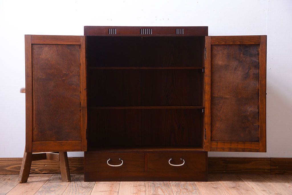 レトロ家具　昭和レトロ　古い木の小ぶりなアンティーク本箱