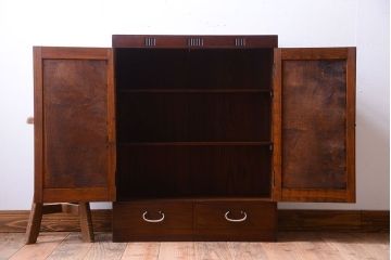 レトロ家具　昭和レトロ　古い木の小ぶりなアンティーク本箱