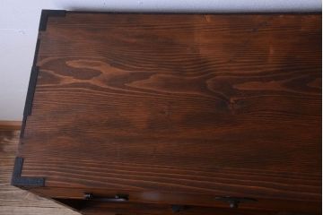 アンティーク家具　古民具・骨董　檜材 大正期のアンティーク帳場箪笥