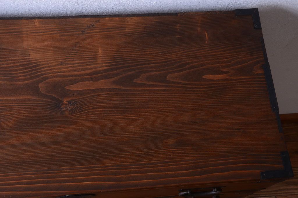 アンティーク家具　古民具・骨董　檜材 大正期のアンティーク帳場箪笥