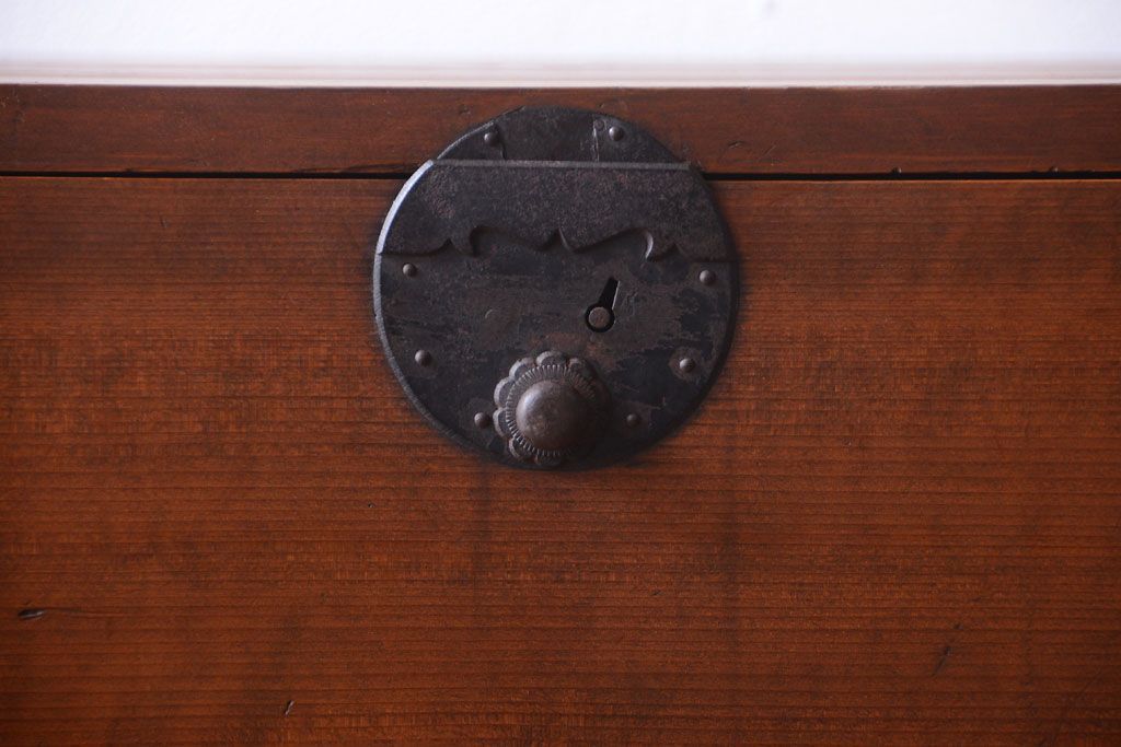 アンティーク家具　古民具・骨董　檜材 大正期のアンティーク帳場箪笥