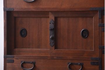 アンティーク家具　古民具・骨董　檜材 大正期のアンティーク帳場箪笥