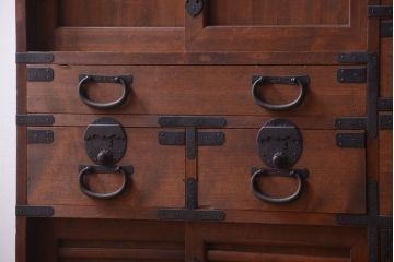 アンティーク家具　古民具・骨董　檜材 大正期のアンティーク帳場箪笥