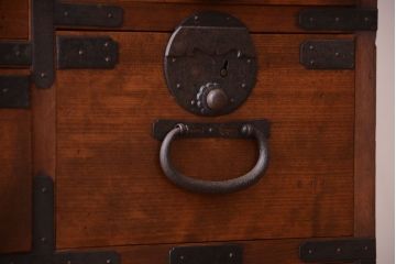 アンティーク家具　古民具・骨董　檜材 大正期のアンティーク帳場箪笥