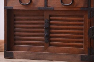 アンティーク家具　古民具・骨董　檜材 大正期のアンティーク帳場箪笥