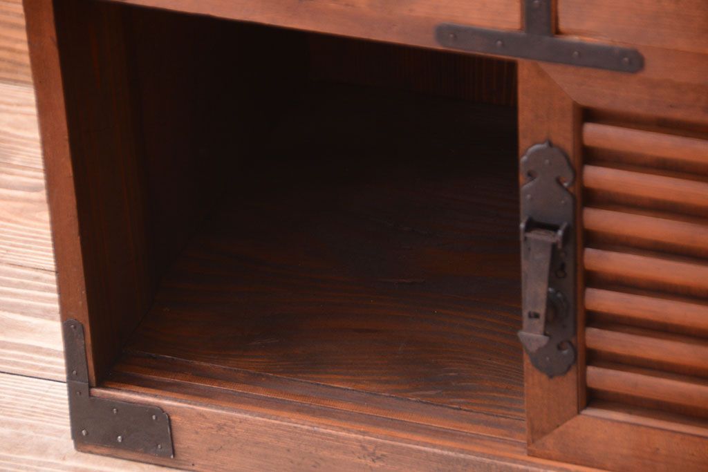 アンティーク家具　古民具・骨董　檜材 大正期のアンティーク帳場箪笥