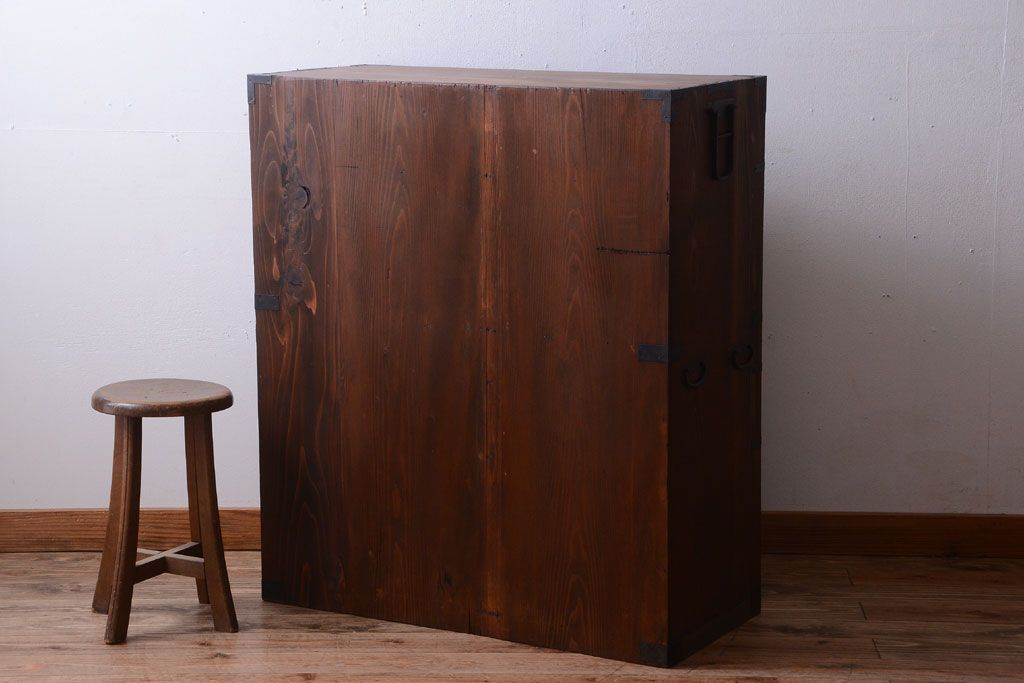 アンティーク家具　古民具・骨董　檜材 大正期のアンティーク帳場箪笥