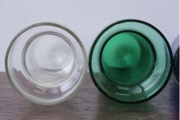 アンティーク雑貨　和製アンティーク　スタンド付き!小さな色ガラス試験管4本