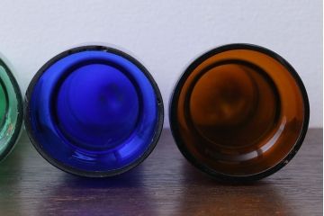 アンティーク雑貨　和製アンティーク　スタンド付き!小さな色ガラス試験管4本