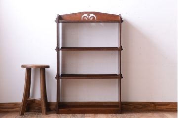 レトロ家具　昭和レトロ　透かし彫り!古い栓材のアンティーク本棚