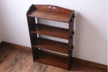 レトロ家具　昭和レトロ　透かし彫り!古い栓材のアンティーク本棚