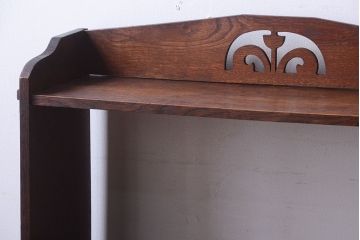 レトロ家具　昭和レトロ　透かし彫り!古い栓材のアンティーク本棚