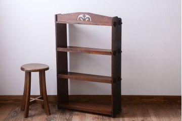 レトロ家具　昭和レトロ　透かし彫り!古い栓材のアンティーク本棚