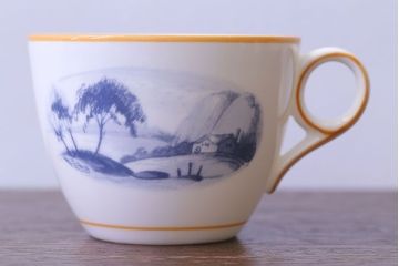 アンティーク雑貨　中古　イギリスMINTON(ミントン)　Peonies・poppies・blue landscape　カップ&ソーサー3客セット(洋食器)