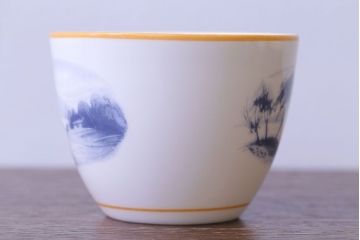 アンティーク雑貨　中古　イギリスMINTON(ミントン)　Peonies・poppies・blue landscape　カップ&ソーサー3客セット(洋食器)
