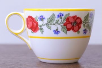 アンティーク雑貨　中古　イギリスMINTON(ミントン)　Peonies・poppies・blue landscape　カップ&ソーサー3客セット(洋食器)