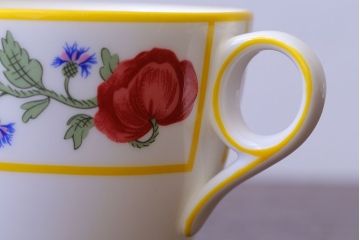 アンティーク雑貨　中古　イギリスMINTON(ミントン)　Peonies・poppies・blue landscape　カップ&ソーサー3客セット(洋食器)