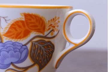 アンティーク雑貨　中古　イギリスMINTON(ミントン)　Peonies・poppies・blue landscape　カップ&ソーサー3客セット(洋食器)