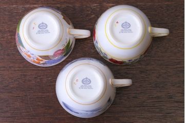 アンティーク雑貨　中古　イギリスMINTON(ミントン)　Peonies・poppies・blue landscape　カップ&ソーサー3客セット(洋食器)