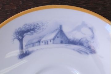 アンティーク雑貨　中古　イギリスMINTON(ミントン)　Peonies・poppies・blue landscape　カップ&ソーサー3客セット(洋食器)