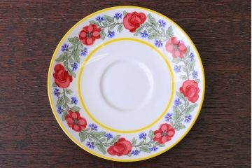 アンティーク雑貨　中古　イギリスMINTON(ミントン)　Peonies・poppies・blue landscape　カップ&ソーサー3客セット(洋食器)