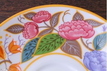 アンティーク雑貨　中古　イギリスMINTON(ミントン)　Peonies・poppies・blue landscape　カップ&ソーサー3客セット(洋食器)