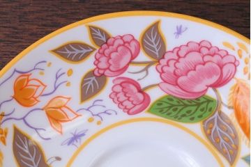 アンティーク雑貨　中古　イギリスMINTON(ミントン)　Peonies・poppies・blue landscape　カップ&ソーサー3客セット(洋食器)