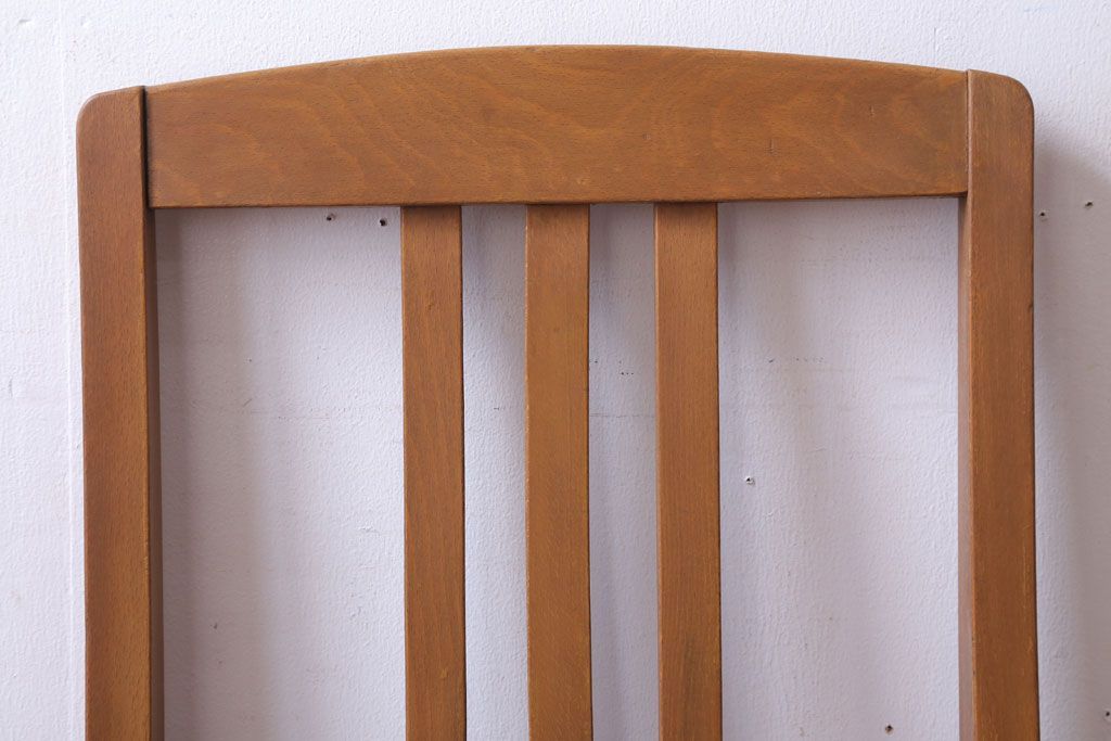 アンティーク家具　和製アンティーク　ナラ材製!ブラウン座面のシンプルチェア