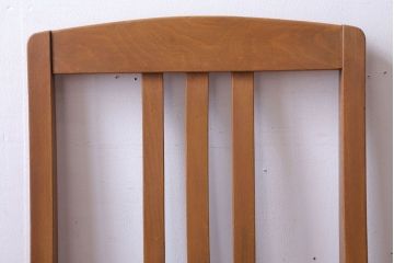 アンティーク家具　和製アンティーク　ナラ材製!ブラウン座面のシンプルチェア