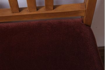 アンティーク家具　和製アンティーク　ナラ材製!ブラウン座面のシンプルチェア