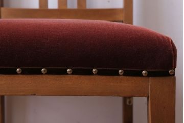 アンティーク家具　和製アンティーク　ナラ材製!ブラウン座面のシンプルチェア