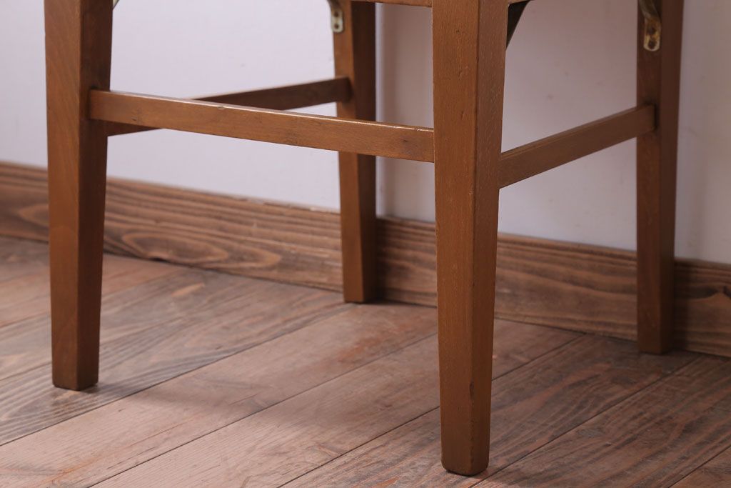 アンティーク家具　和製アンティーク　ナラ材製!ブラウン座面のシンプルチェア