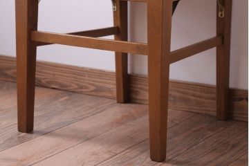 アンティーク家具　和製アンティーク　ナラ材製!ブラウン座面のシンプルチェア