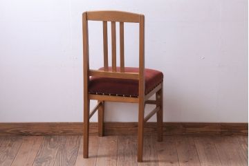 アンティーク家具　和製アンティーク　ナラ材製!ブラウン座面のシンプルチェア