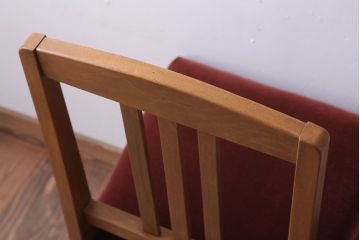 アンティーク家具　和製アンティーク　ナラ材製!ブラウン座面のシンプルチェア