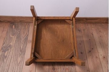 アンティーク家具　和製アンティーク　ナラ材製!ブラウン座面のシンプルチェア