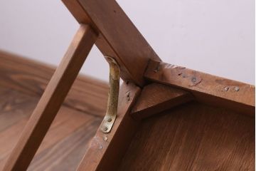 アンティーク家具　和製アンティーク　ナラ材製!ブラウン座面のシンプルチェア