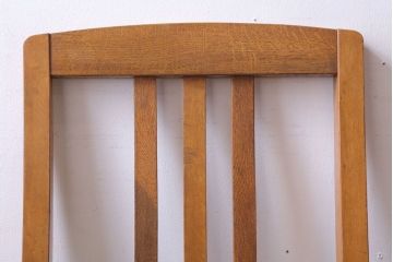 アンティーク家具　和製アンティーク　ナラ材製!モスグリーン座面のシンプルチェア